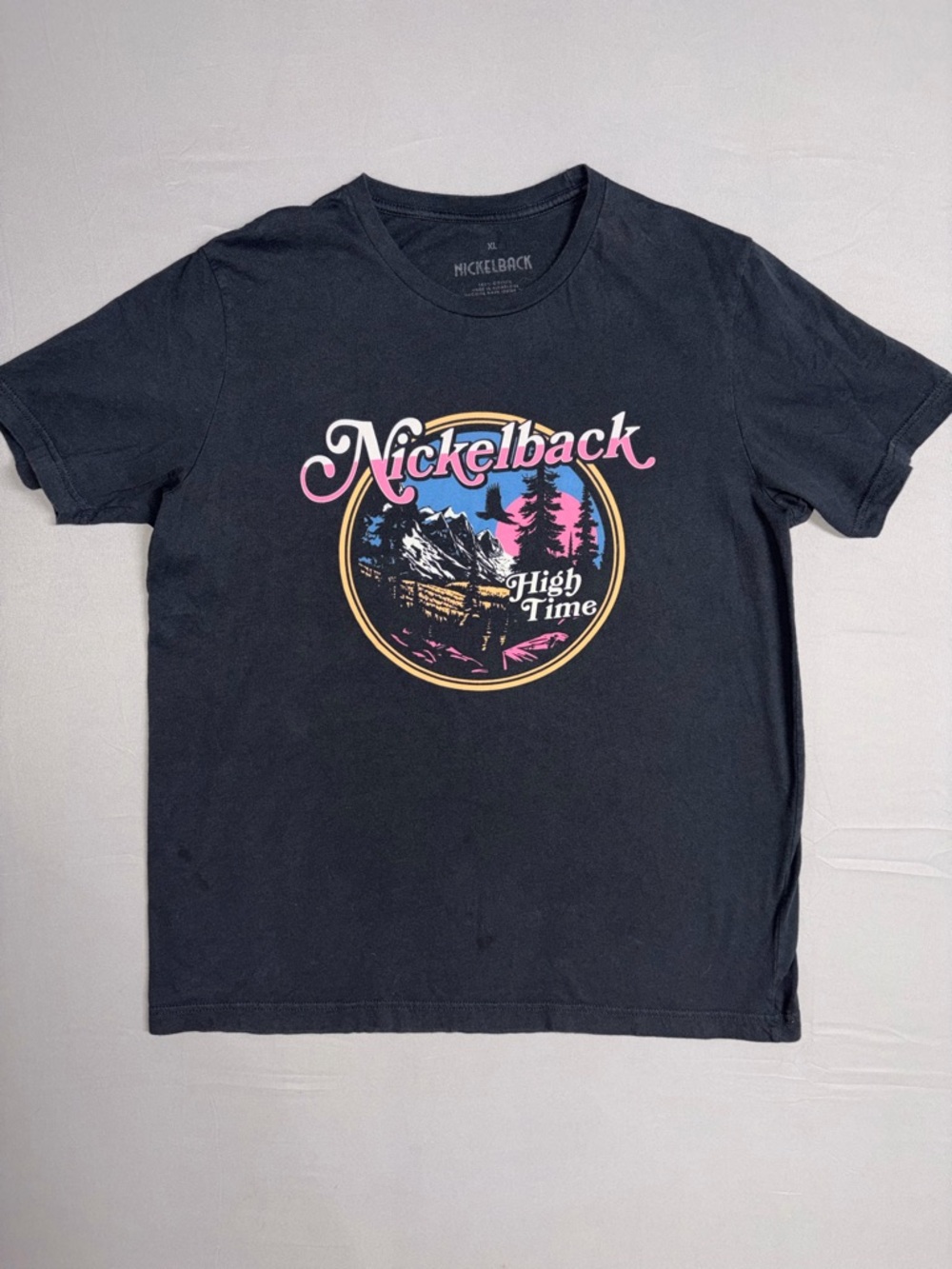 Nickelback Black Graphic Band Tee with Pink & Gold Accents